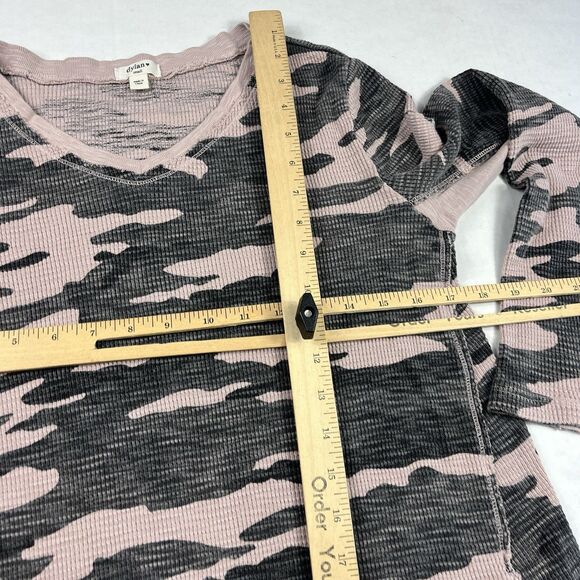 Dylan V-Neck Thermal Shirt Camouflage Asymmetric Raw Hem Streetwear Top SMALL - Picture 7 of 10
